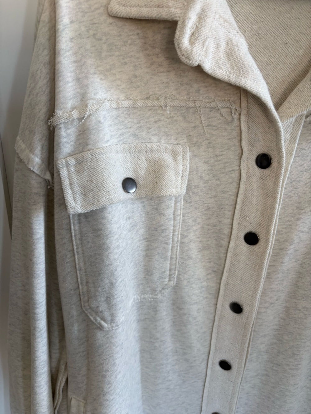 POL Cream Button-Front Oversized Shacket - Picture 4 of 5